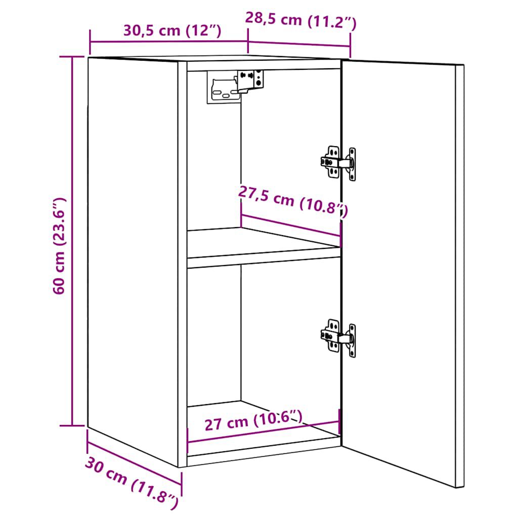 vidaXL TV Cabinets 2 pcs White 30.5x30x60 cm Engineered Wood