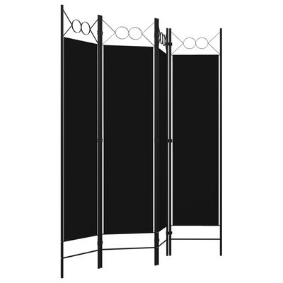vidaXL 4-Panel Room Divider Black 160x180 cm, black vidaXL 4-Panel Room Divider Black 160x180 cm