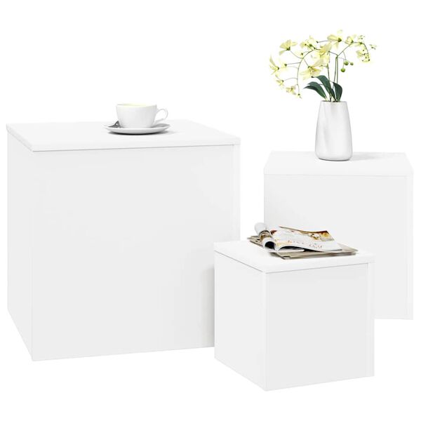 vidaXL Side Tables 3 pcs White Engineered Wood