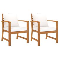vidaXL Garden Chairs 2 pcs with Cream Cushion Solid Acacia Wood, cream vidaXL Garden Chairs 2 pcs with Cream Cushion Solid Acacia Wood