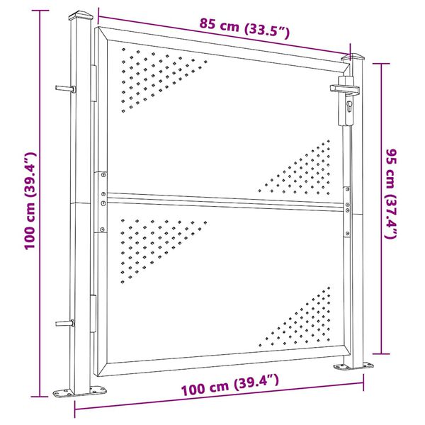 vidaXL Garden Gate 100x100 cm Stainless Steel