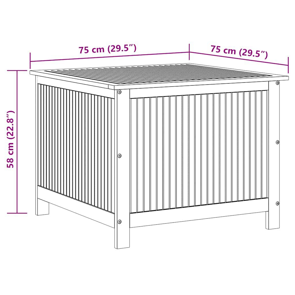 vidaXL Garden Storage Box 75x75x58 cm Solid Acacia Wood