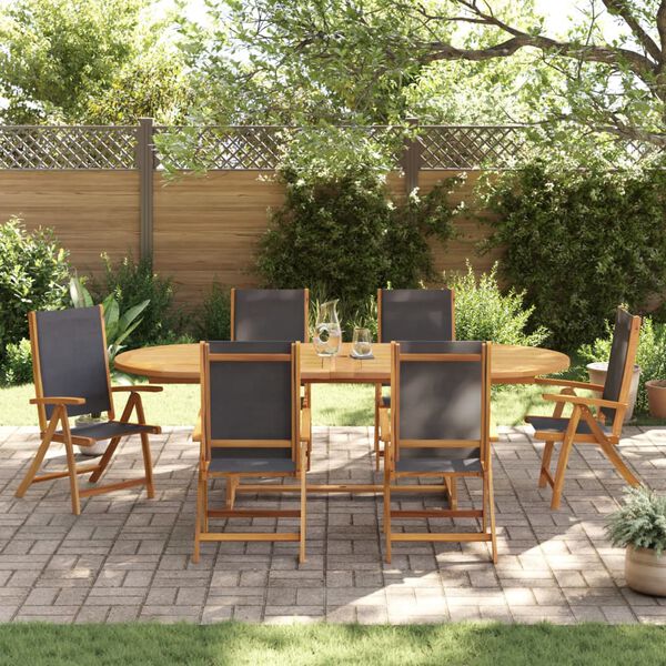 vidaXL 7 Piece Garden Dining Set Solid Wood Acacia and Textilene