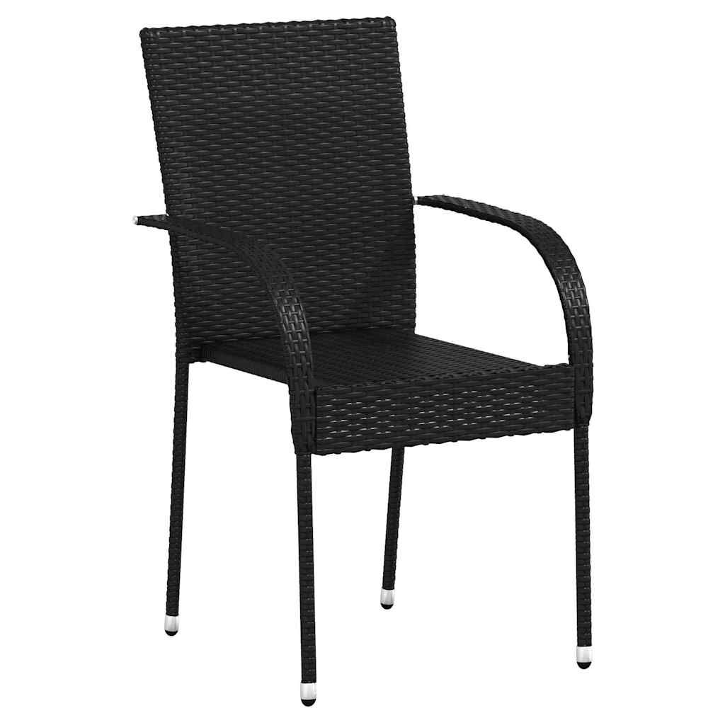vidaXL Stackable Outdoor Chairs 2 pcs Poly Rattan Black