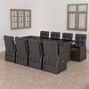 vidaXL 9 Piece Outdoor Dining Set with Cushions Poly Rattan Black