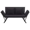 vidaXL Garden Bench with Cushions 176 cm Black Poly Rattan