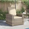 vidaXL Garden Reclining Chair with Cushions Light Brown Poly Rattan
