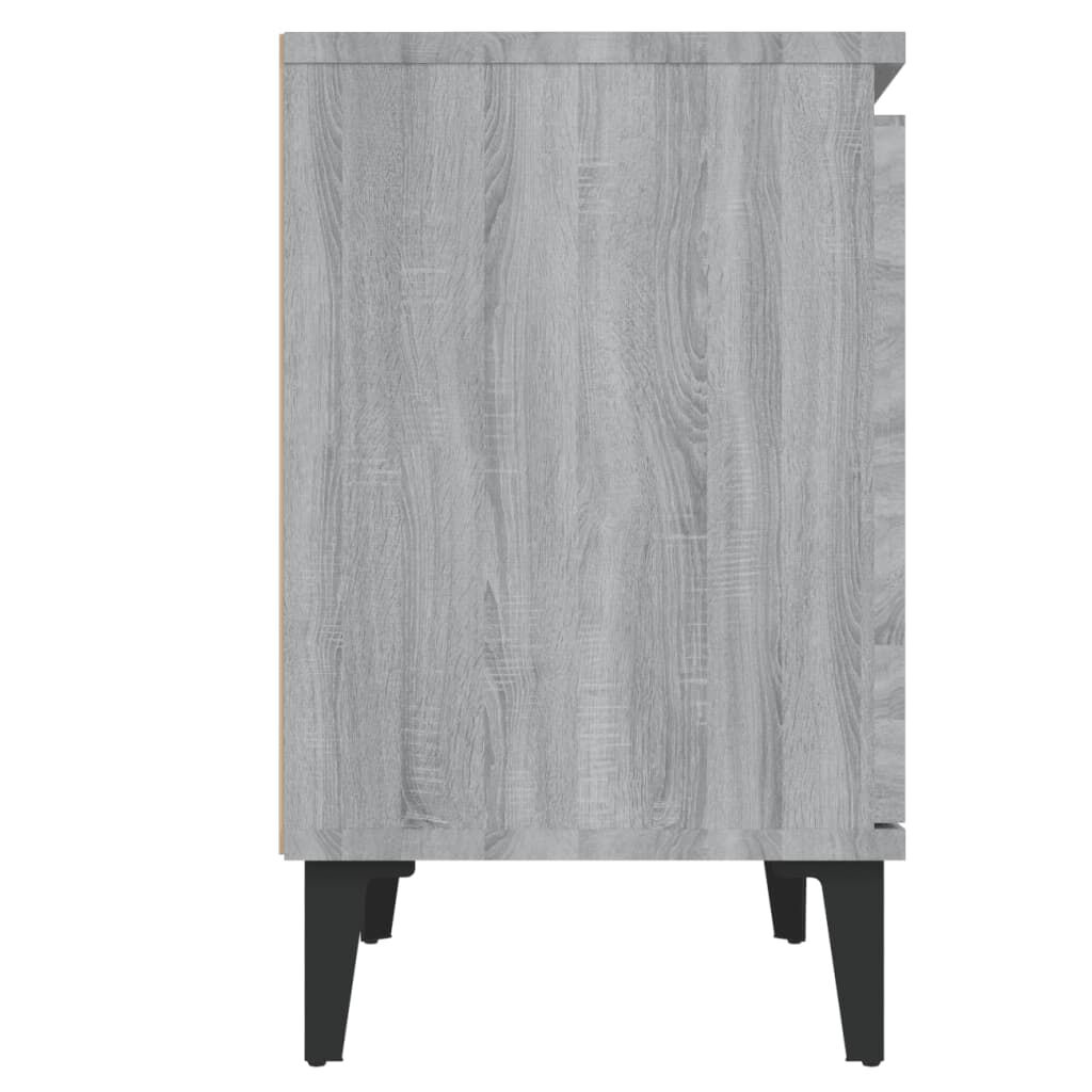 vidaXL Bed Cabinet with Metal Legs Grey Sonoma 40x30x50 cm