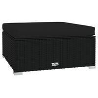 vidaXL Garden Footrest with Cushion Black 70x70x30 cm Poly Rattan, black vidaXL Garden Footrest with Cushion Black 70x70x30 cm Poly Rattan