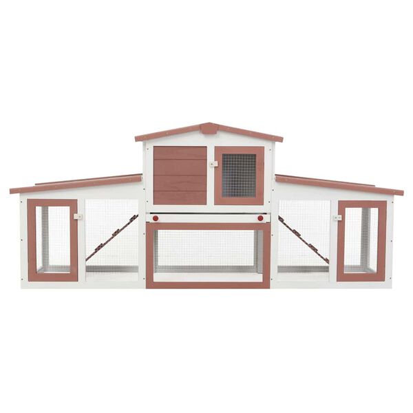 vidaXL Outdoor Large Rabbit Hutch Brown and White 201x45x85 cm Wood