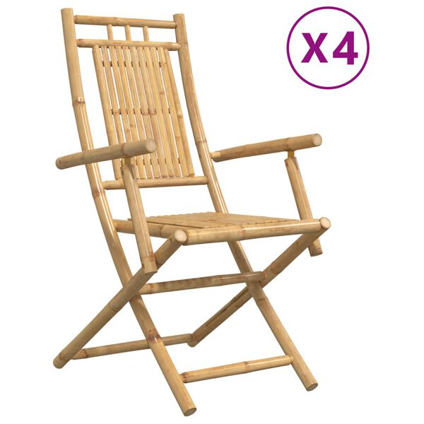 vidaXL Folding Garden Chairs 4 pcs 53x66x99 cm Bamboo