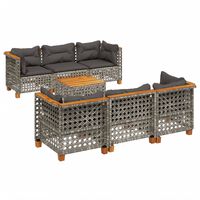 vidaXL 7 Piece Garden Sofa Set with Cushions Grey Poly Rattan