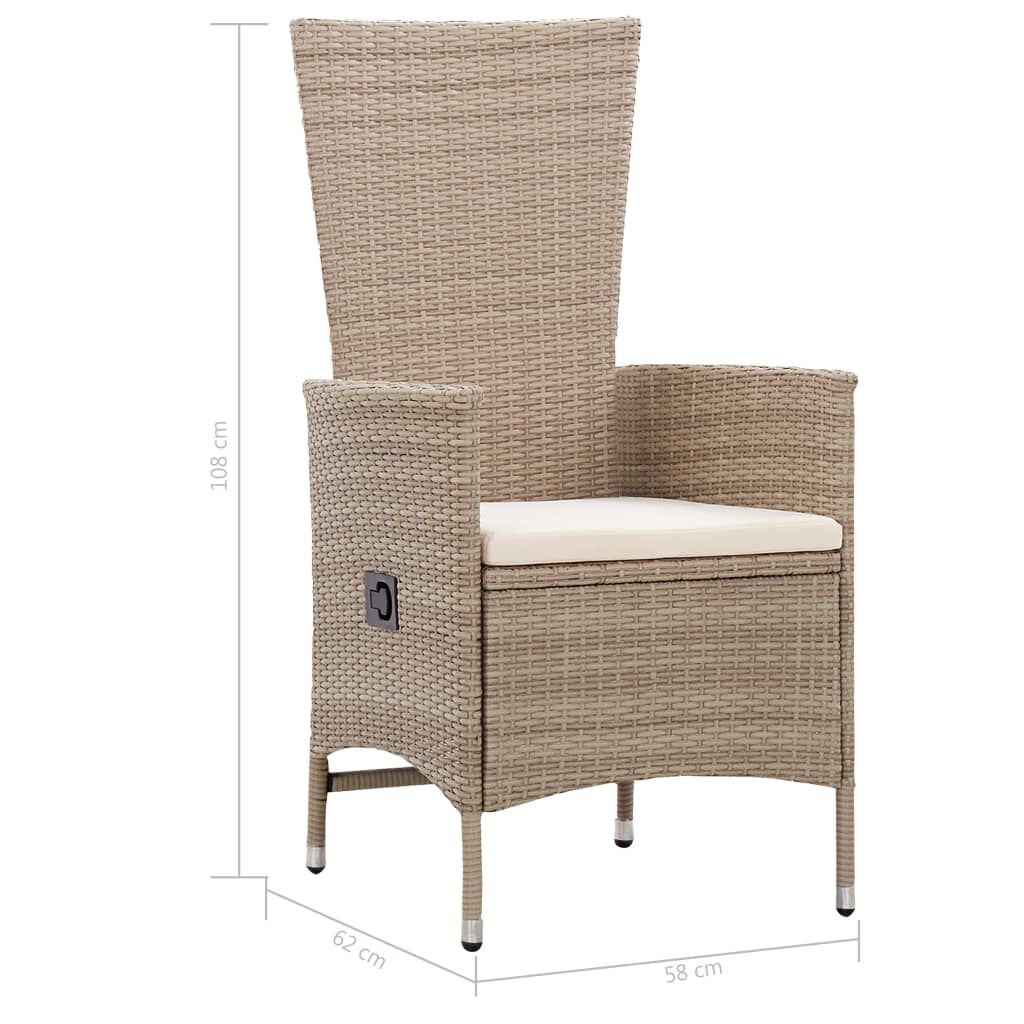 vidaXL 9 Piece Outdoor Dining Set with Cushions Poly Rattan Beige