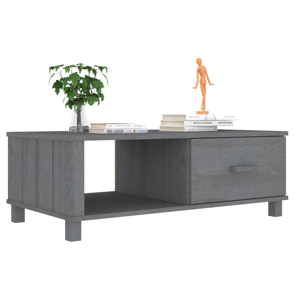 vidaXL Coffee Table HAMAR Dark Grey 100x55x35 cm Solid Wood Pine