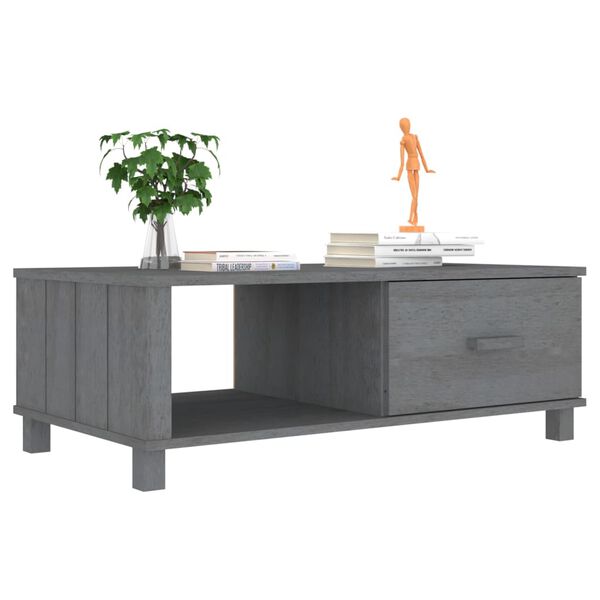 vidaXL Coffee Table HAMAR Dark Grey 100x55x35 cm Solid Wood Pine
