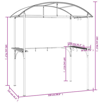 vidaXL BBQ Gazebo with Side Shelves Anthracite 220x115x230 cm Steel,  vidaXL BBQ Gazebo with Side Shelves Anthracite 220x115x230 cm Steel