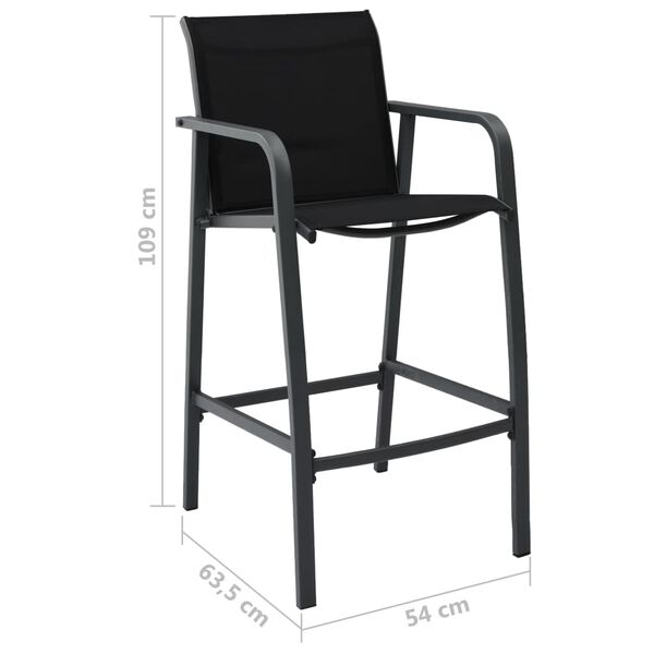 vidaXL Garden Bar Chairs 4 pcs Black Textilene