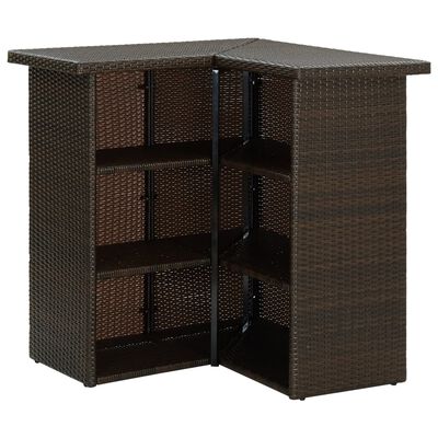 vidaXL Corner Bar Table Brown 100x50x105 cm Poly Rattan, brown vidaXL Corner Bar Table Brown 100x50x105 cm Poly Rattan