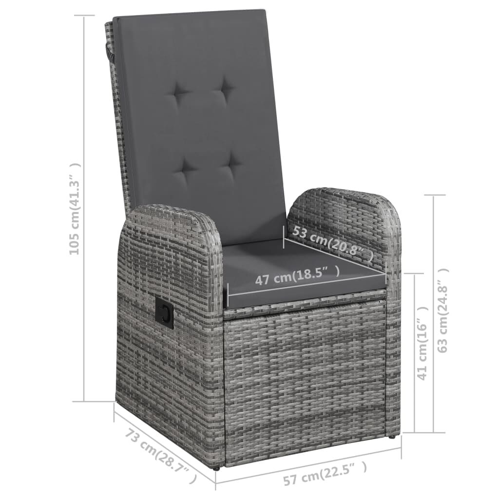 vidaXL 7 Piece Garden Dining Set Grey