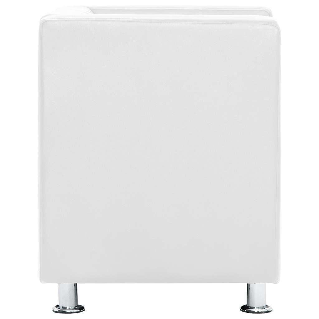 vidaXL Cube Armchair White Faux Leather