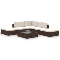 vidaXL 6 Piece Garden Lounge Set with Cushions Poly Rattan Brown