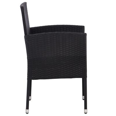 vidaXL Garden Chairs with Cream White Cushions 2 pcs Black Poly Rattan