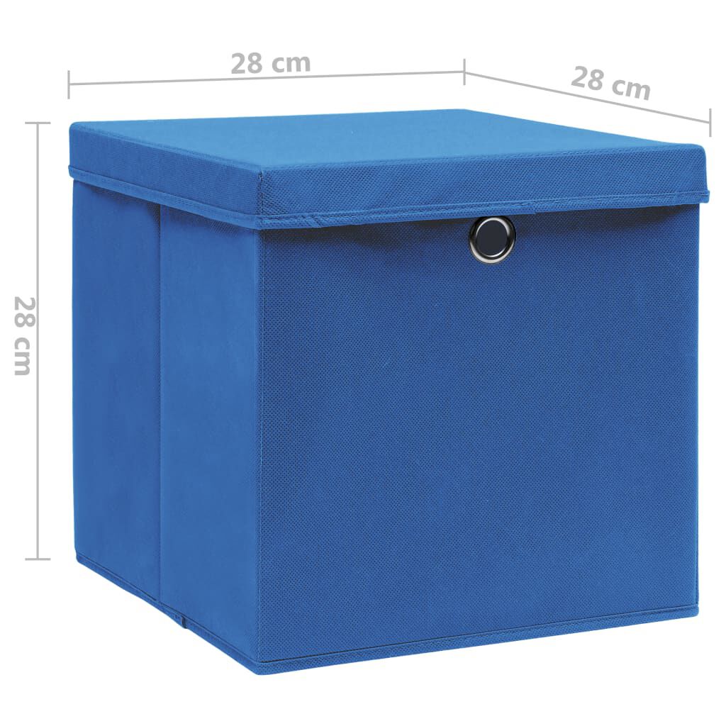 vidaXL Storage Boxes with Covers 4 pcs 28x28x28 cm Blue