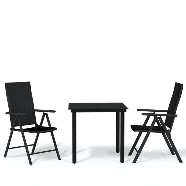 vidaXL 3 Piece Garden Dining Set Black