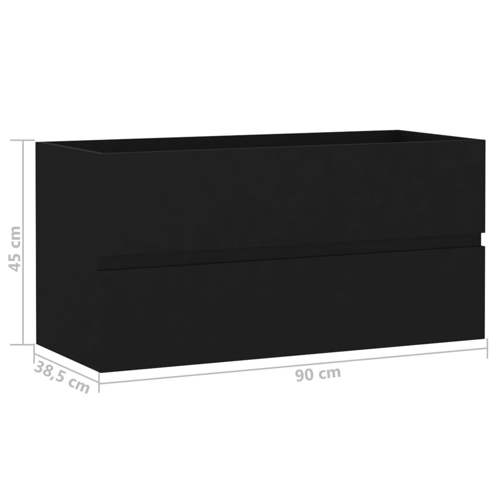 vidaXL Sink Cabinet Black 90x38.5x45 cm Engineered Wood