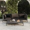 vidaXL 4 Piece Garden Lounge Set with Cushions Poly Rattan Dark Grey