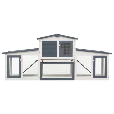 vidaXL Outdoor Large Rabbit Hutch Grey and White 201x45x85 cm Wood, grey and white vidaXL Outdoor Large Rabbit Hutch Grey and White 201x45x85 cm Wood