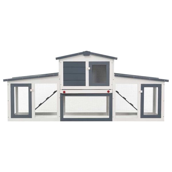 vidaXL Outdoor Large Rabbit Hutch Grey and White 201x45x85 cm Wood
