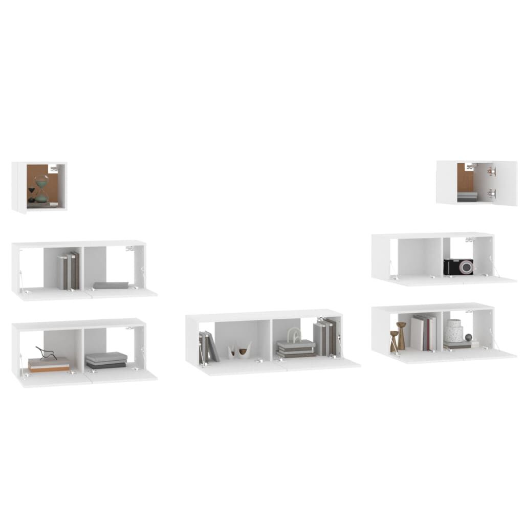 vidaXL 7 Piece TV Cabinet Set White Engineered Wood