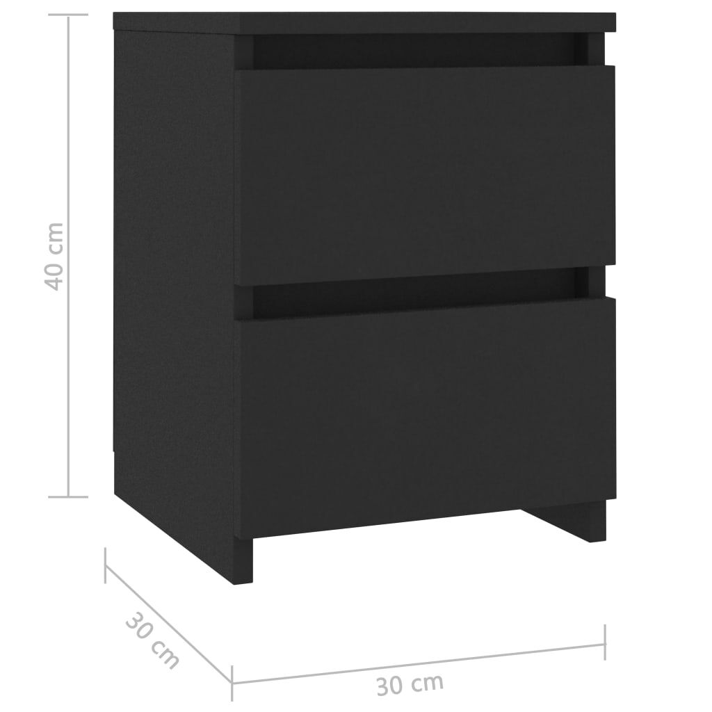 vidaXL Bedside Cabinets 2 pcs Black 30x30x40 cm Engineered Wood