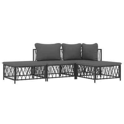 vidaXL 4 Piece Garden Lounge Set with Cushions Anthracite Steel, anthracite vidaXL 4 Piece Garden Lounge Set with Cushions Anthracite Steel