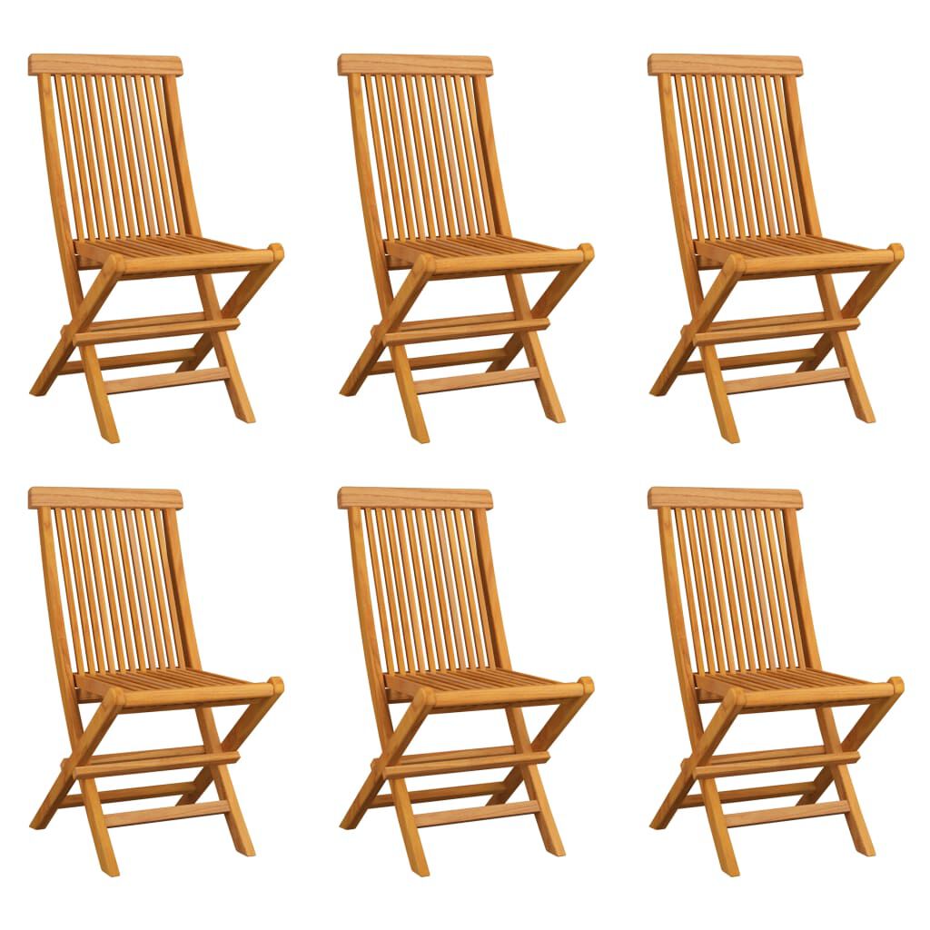 vidaXL Folding Garden Chairs 6 pcs Solid Teak Wood
