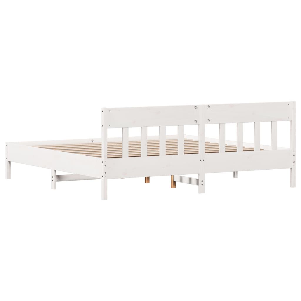 vidaXL Bed Frame without Mattress White 180x200 cm Super King Solid Wood Pine