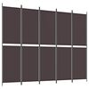 vidaXL 5-Panel Room Divider Brown 250x200 cm Fabric