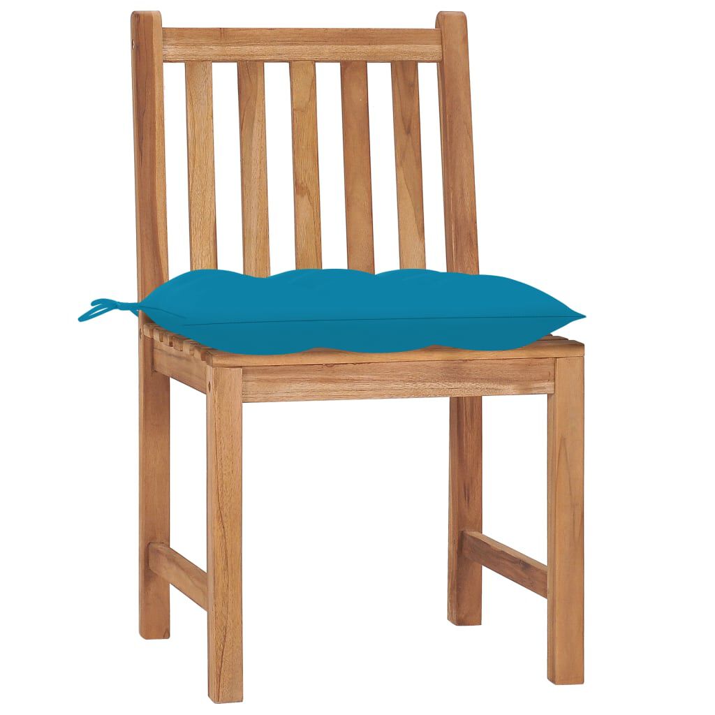 vidaXL Garden Chairs 2 pcs with Cushions Solid Teak Wood