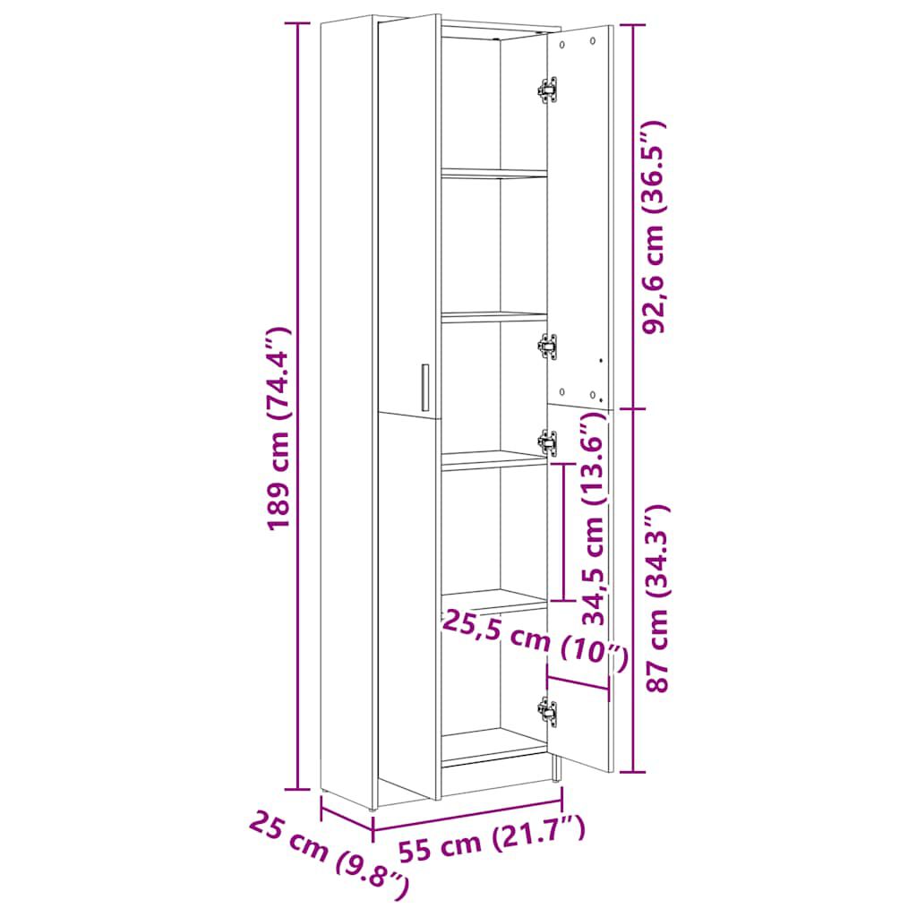 vidaXL Hallway Wardrobe White 55x25x189 cm Engineered Wood