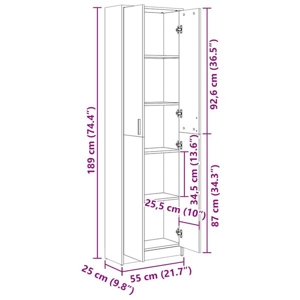 vidaXL Hallway Wardrobe White 55x25x189 cm Engineered Wood