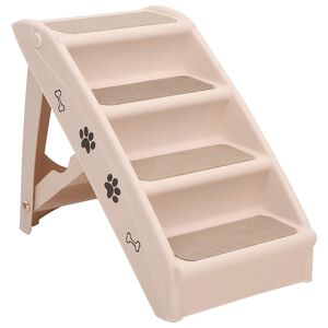 vidaXL Folding Dog Stairs Cream 62x40x49,5 cm