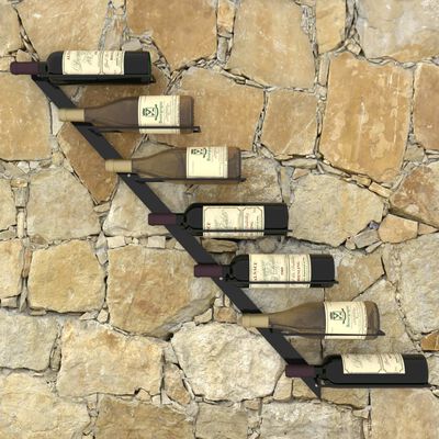 vidaXL Wall-mounted Wine Rack for 7 Bottles Black Metal, black vidaXL Wall-mounted Wine Rack for 7 Bottles Black Metal