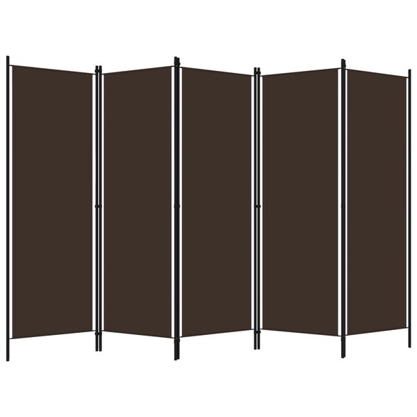 vidaXL 5-Panel Room Divider Brown 250x180 cm