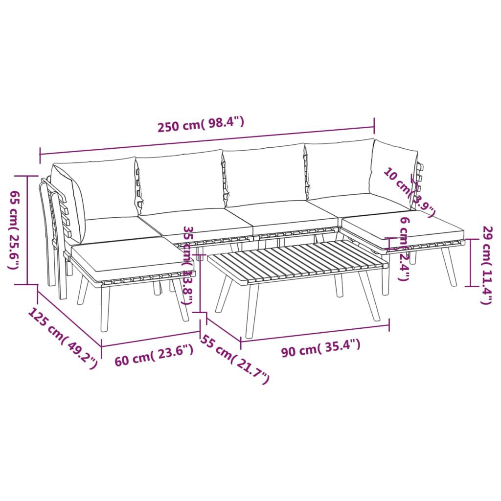vidaXL 7 Piece Garden Lounge Set with Cushions Solid Wood Acacia