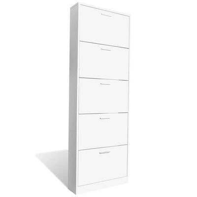 vidaXL White Wooden Shoe Cabinet with 5 Compartments, white vidaXL White Wooden Shoe Cabinet with 5 Compartments