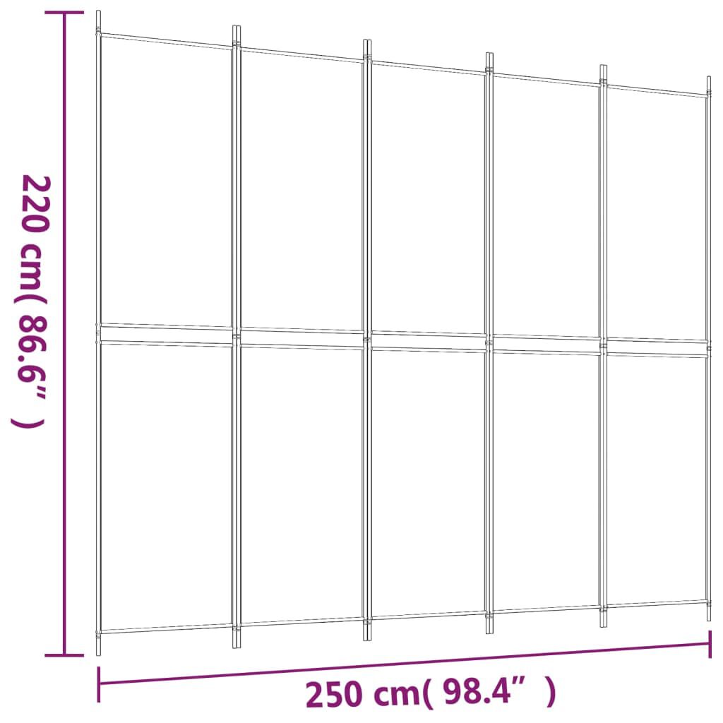 vidaXL 5-Panel Room Divider Anthracite 250x220 cm Fabric