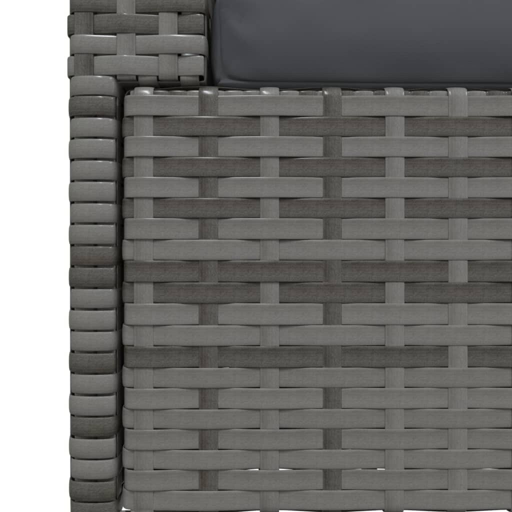 vidaXL 2-Seater Sofa with Cushions Grey Poly Rattan
