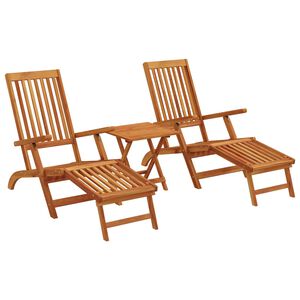 vidaXL Outdoor Deck Chairs with Footrests and Table Solid Wood Acacia