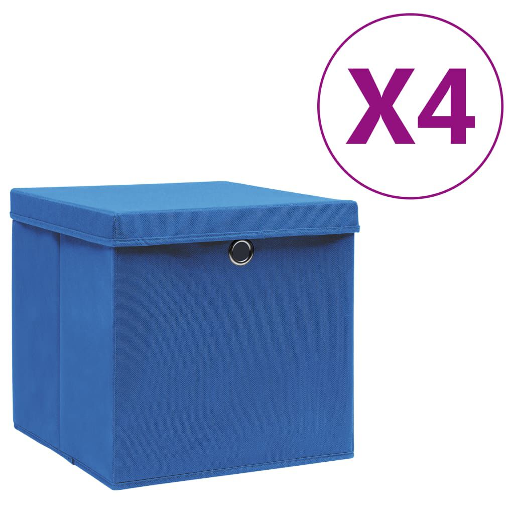 vidaXL Storage Boxes with Covers 4 pcs 28x28x28 cm Blue